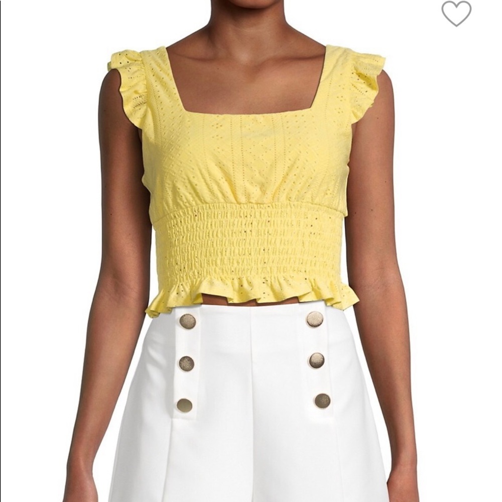 NWT Bcbgeneration Yellow eyelet crop top Size M